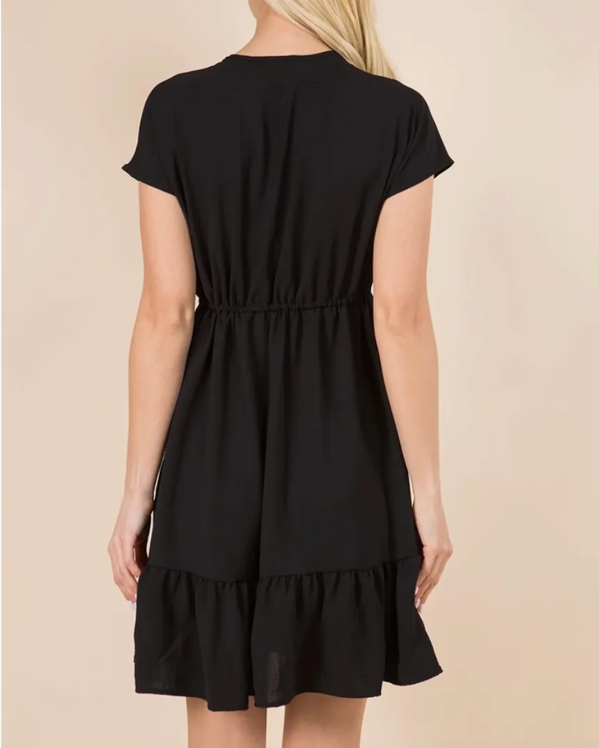 Babydoll Dress With Drawstring Detail