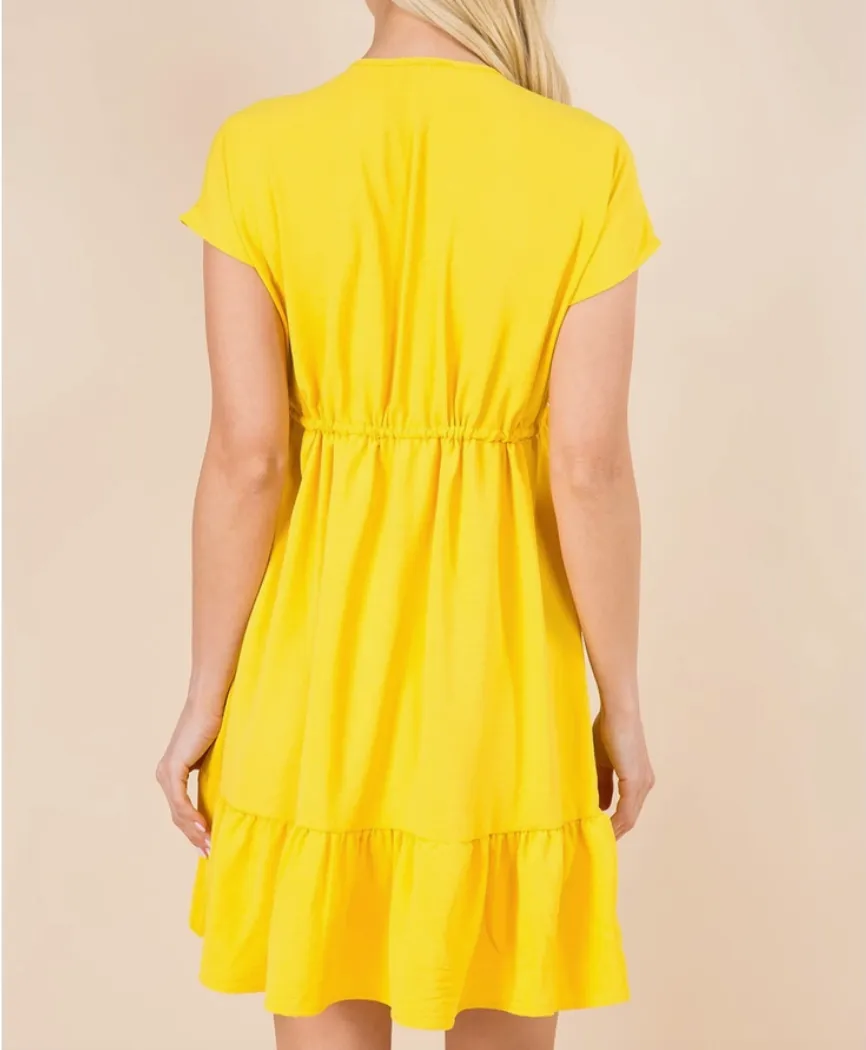 Babydoll Dress With Drawstring Detail