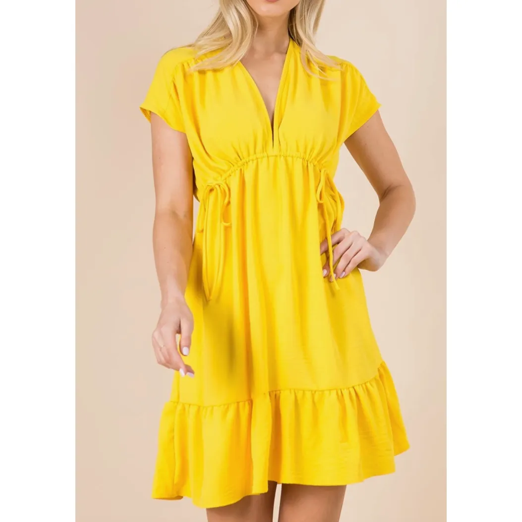 Babydoll Dress With Drawstring Detail