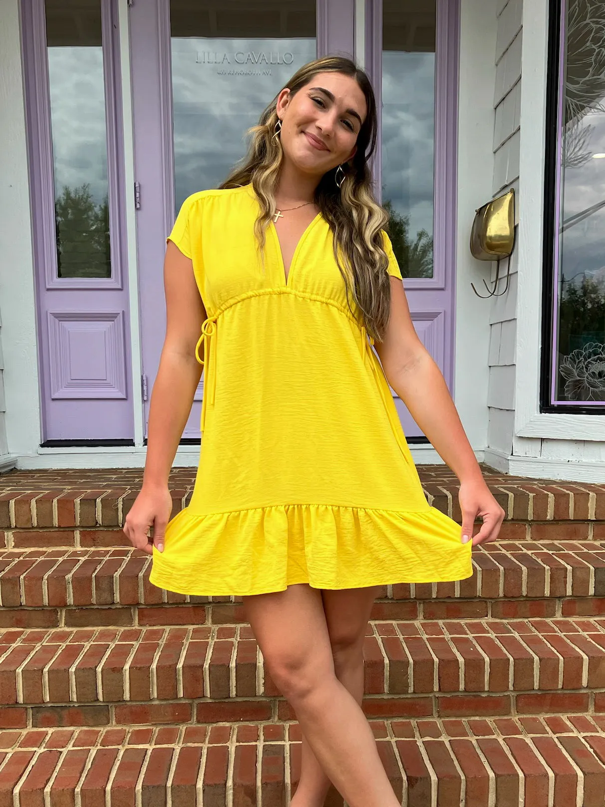 Babydoll Dress With Drawstring Detail