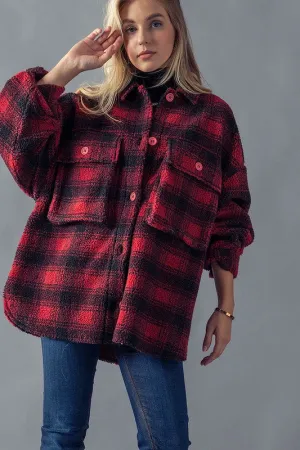 Black & Red Sherpa Shacket