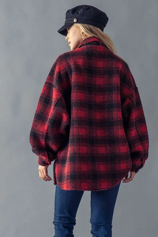 Black & Red Sherpa Shacket