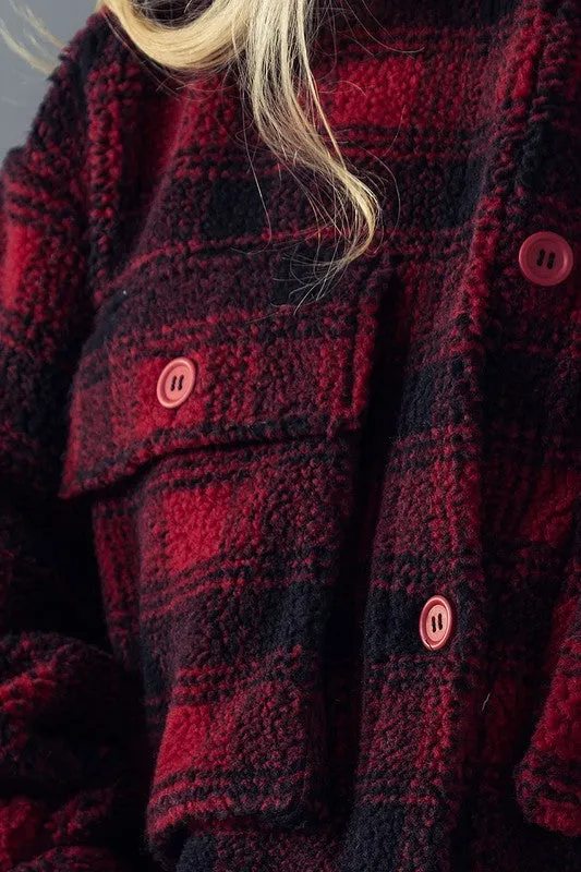 Black & Red Sherpa Shacket