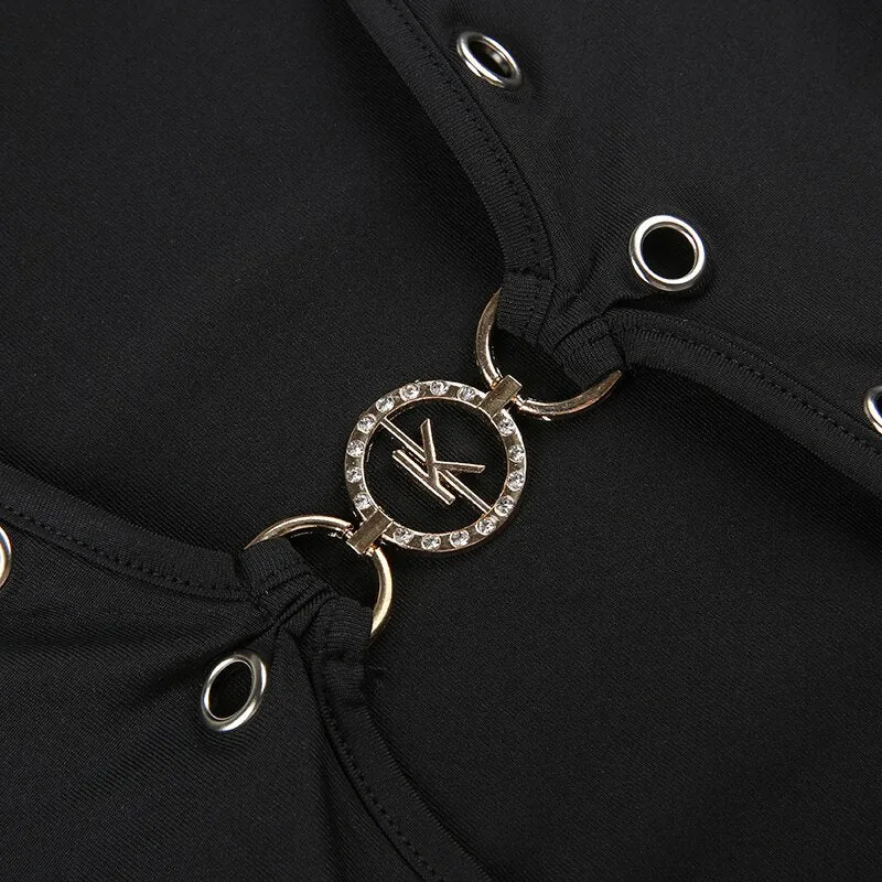 Black V-Neck Bodycon Autumn Bodysuit