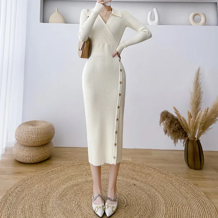 Bodycon Over-The-Knee Hip-Covering Knitted Dress