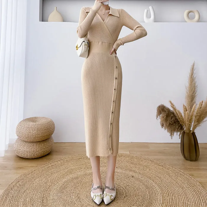 Bodycon Over-The-Knee Hip-Covering Knitted Dress