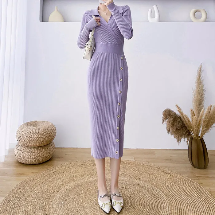 Bodycon Over-The-Knee Hip-Covering Knitted Dress