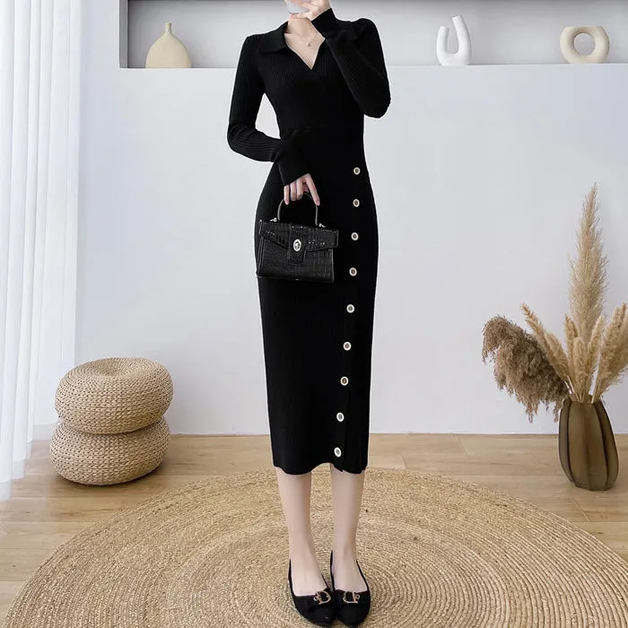 Bodycon Over-The-Knee Hip-Covering Knitted Dress