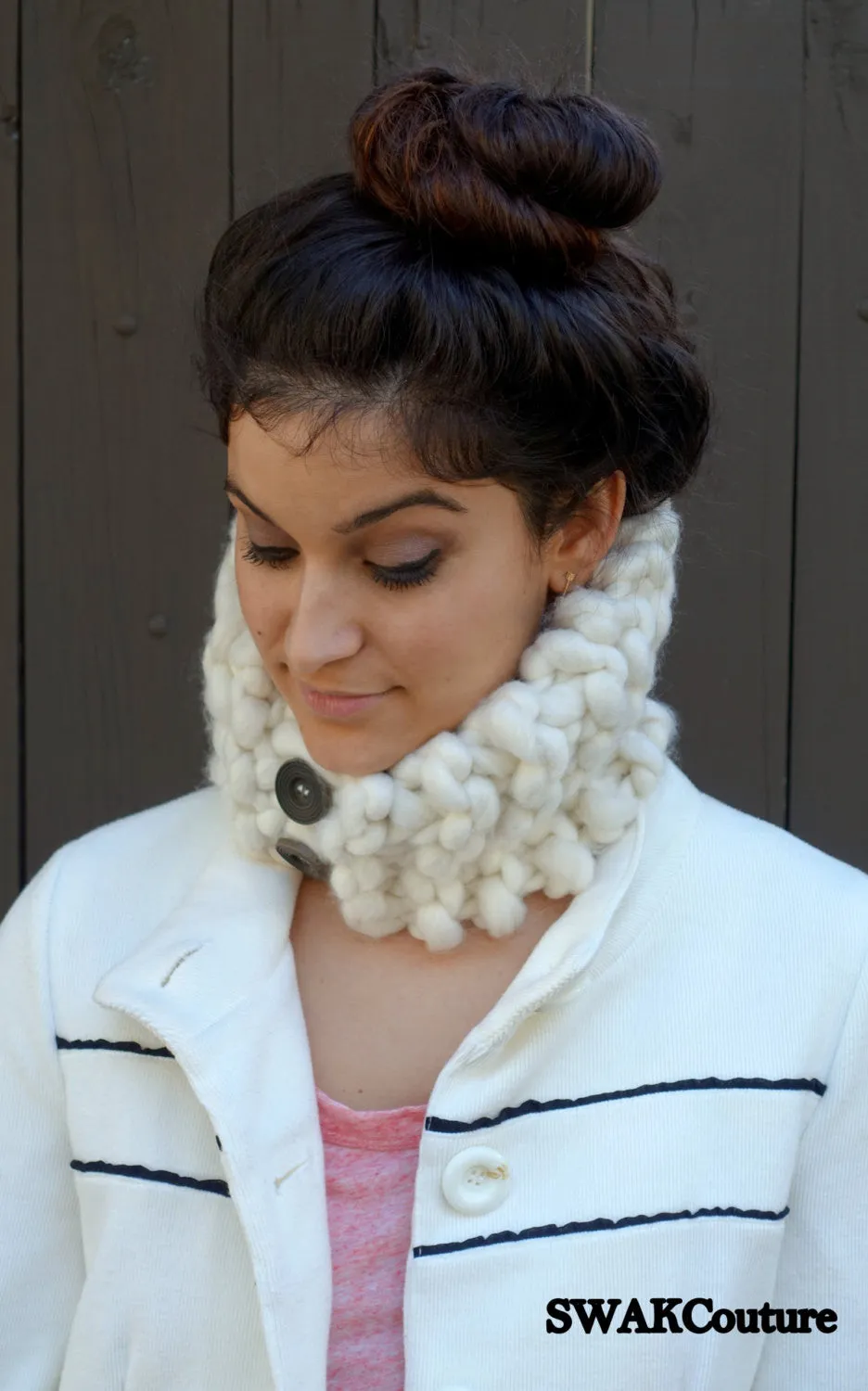 Chunky Neckwarmer Cowl - Winter White or Choose Color