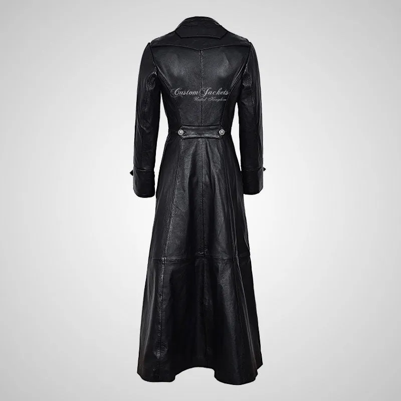CLASSIQUE Studded Full Length Leather Coat for Women