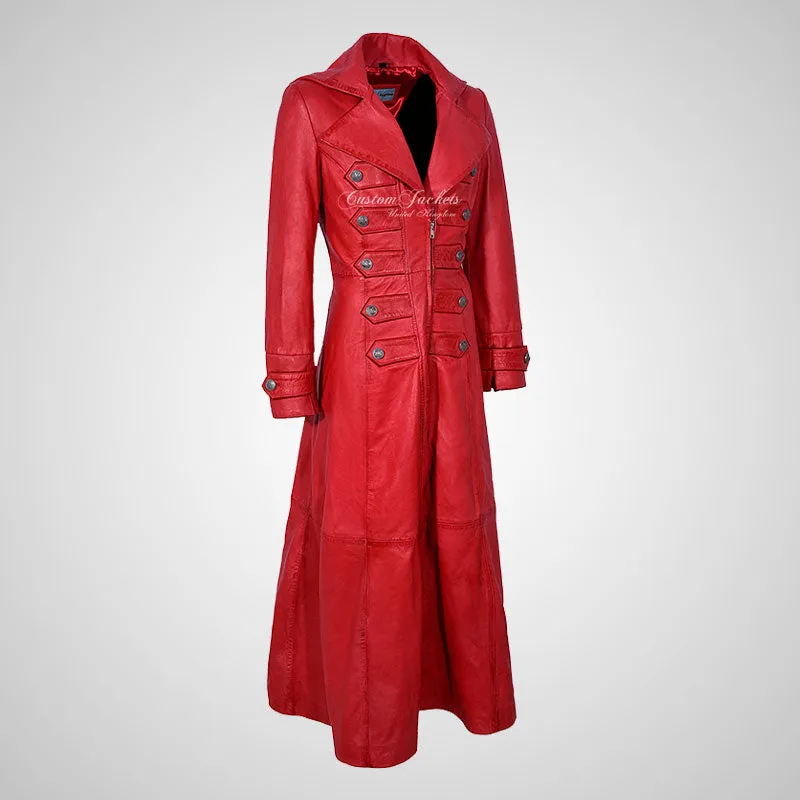 CLASSIQUE Studded Full Length Leather Coat for Women