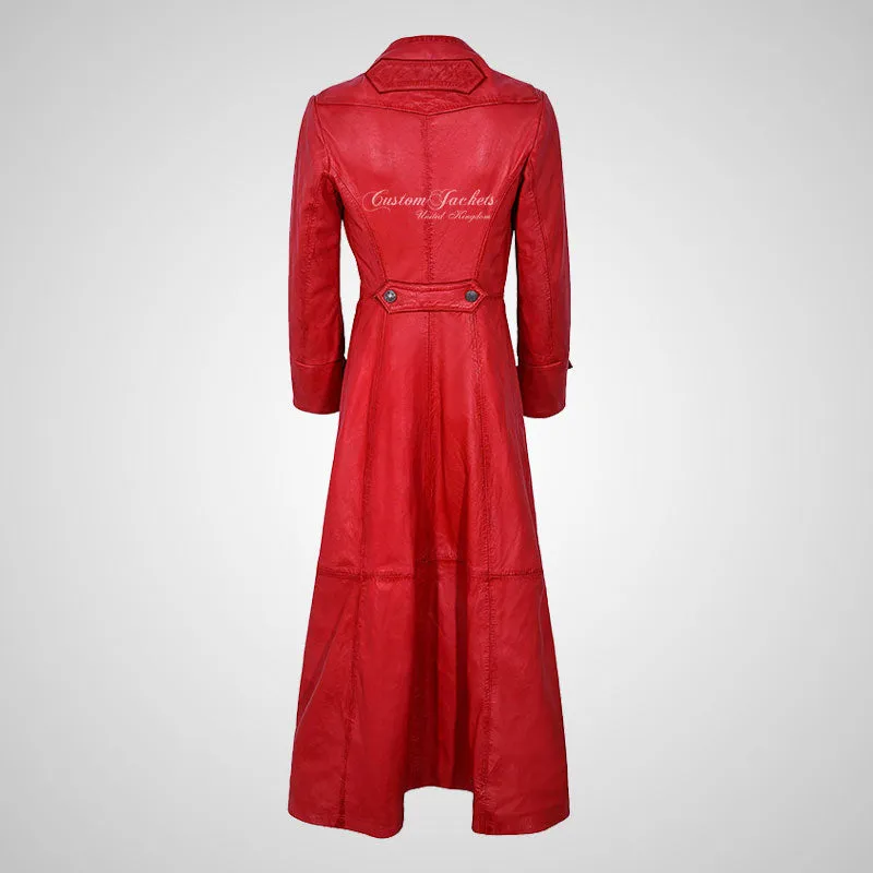 CLASSIQUE Studded Full Length Leather Coat for Women
