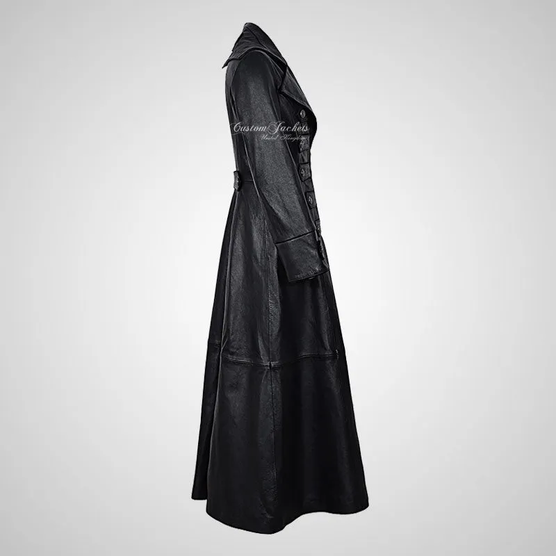 CLASSIQUE Studded Full Length Leather Coat for Women