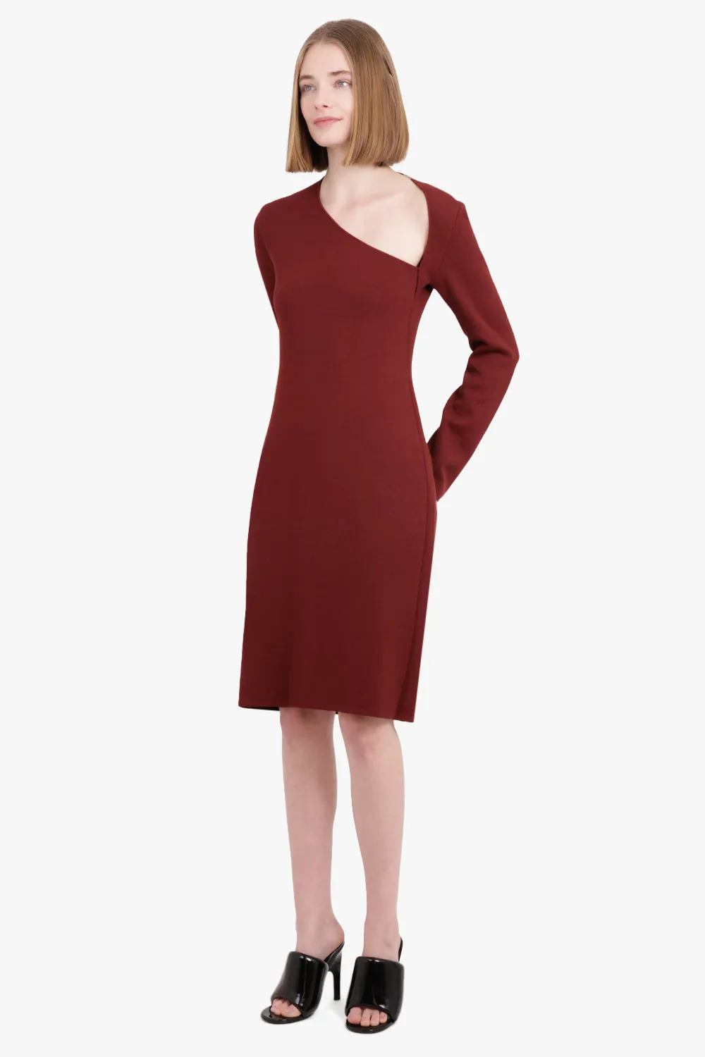 CUTOUT KNIT DRESS | RUST