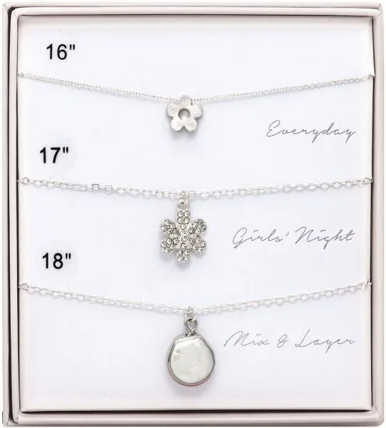 Dainty Silver Layering Necklace Trio