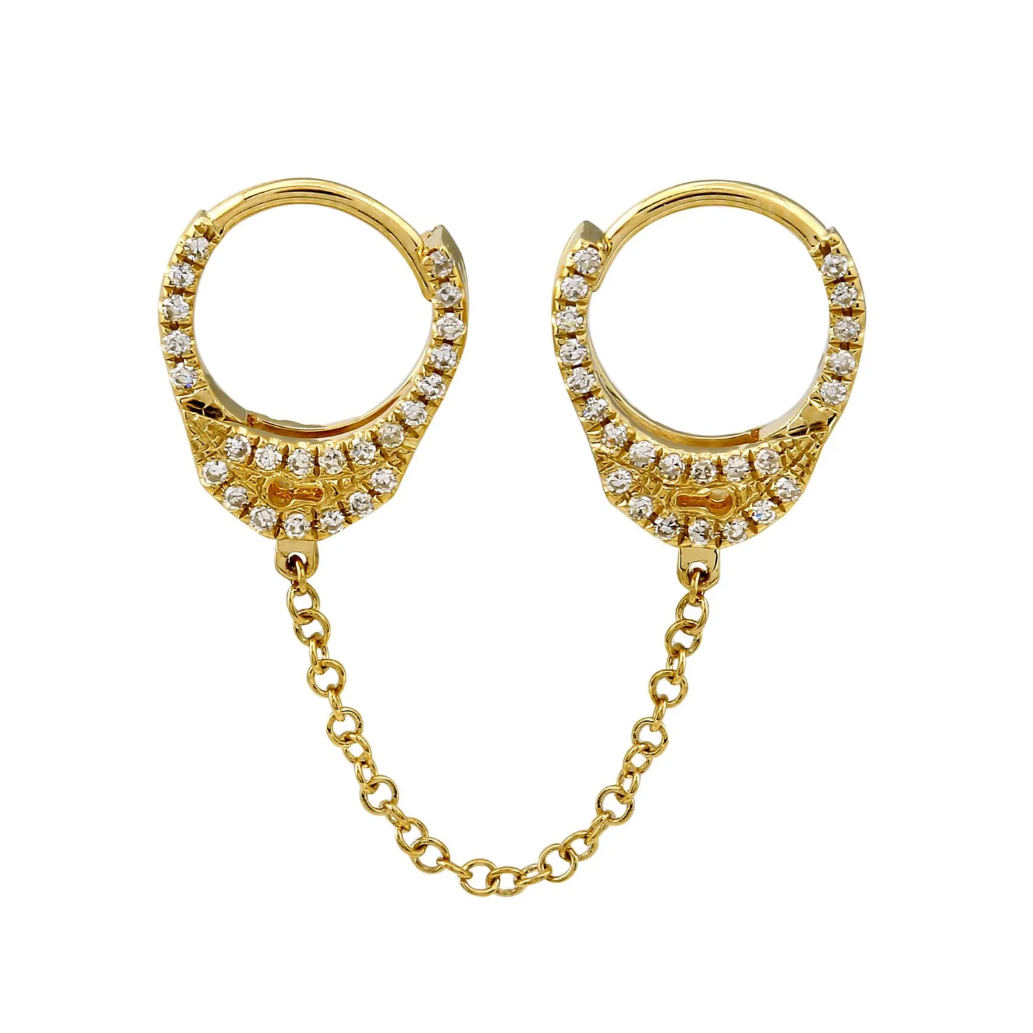 Diamond Double Handcuff Hoop Earring