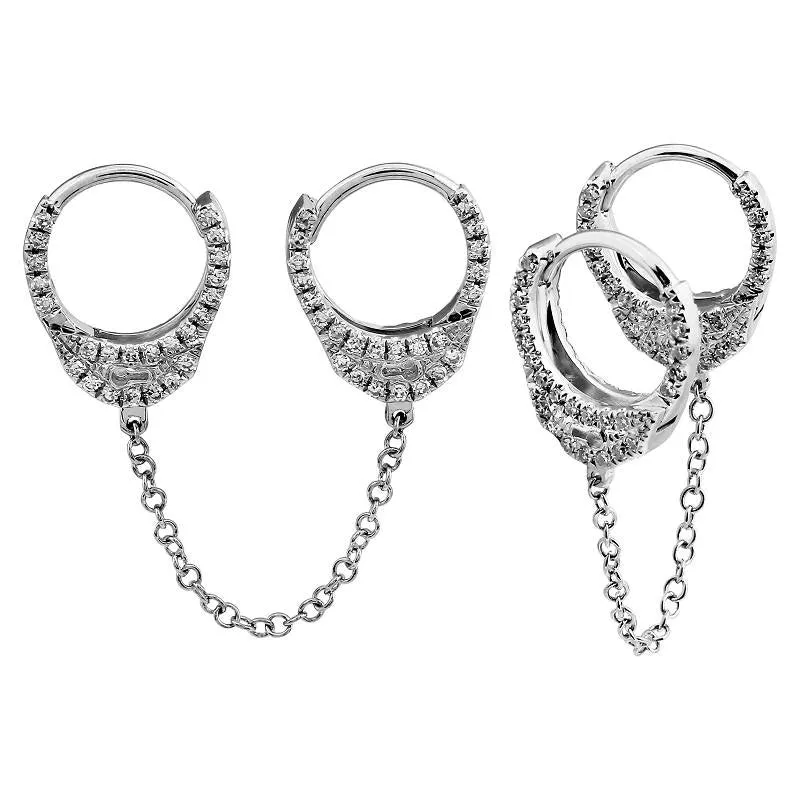 Diamond Double Handcuff Hoop Earring