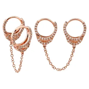 Diamond Double Handcuff Hoop Earring