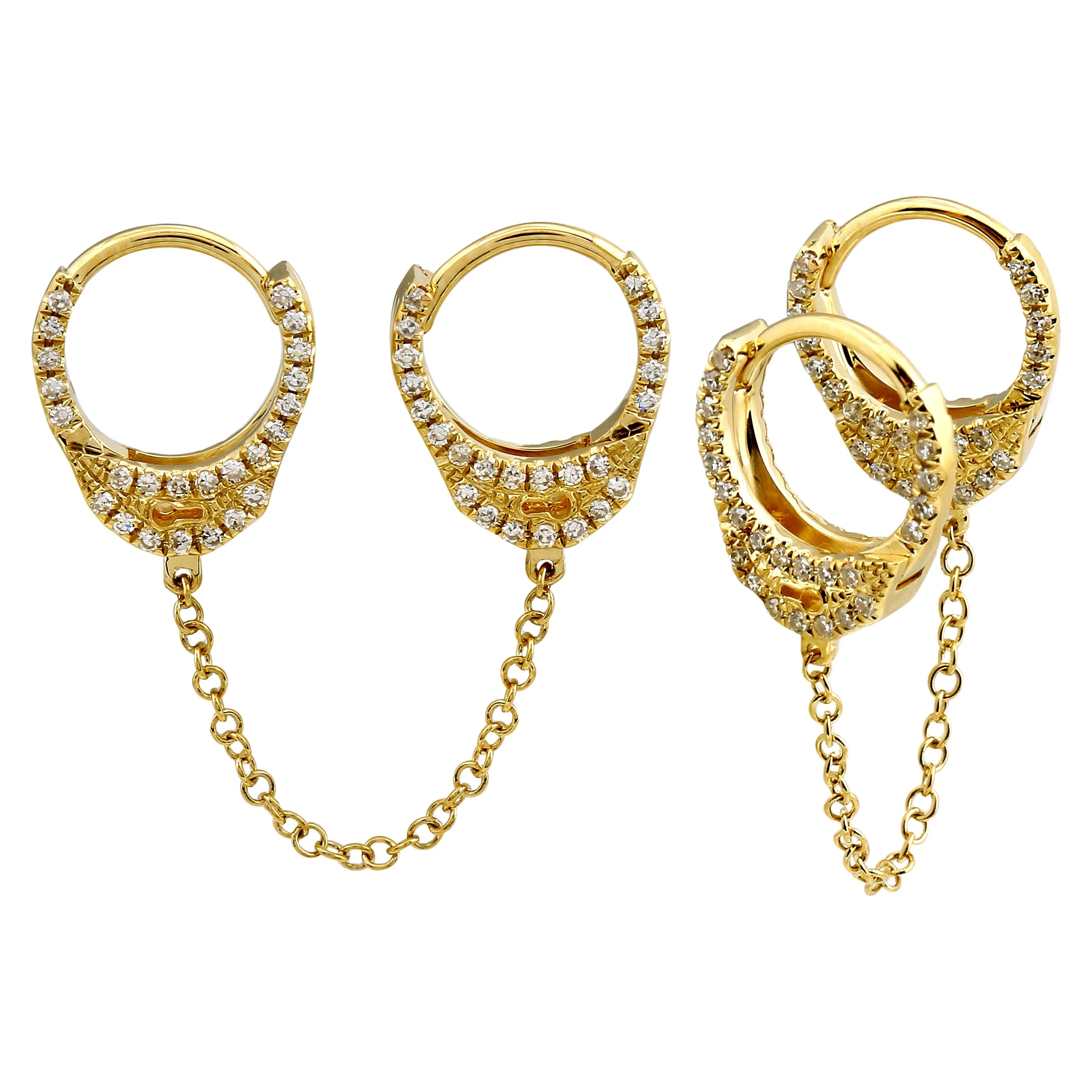 Diamond Double Handcuff Hoop Earring
