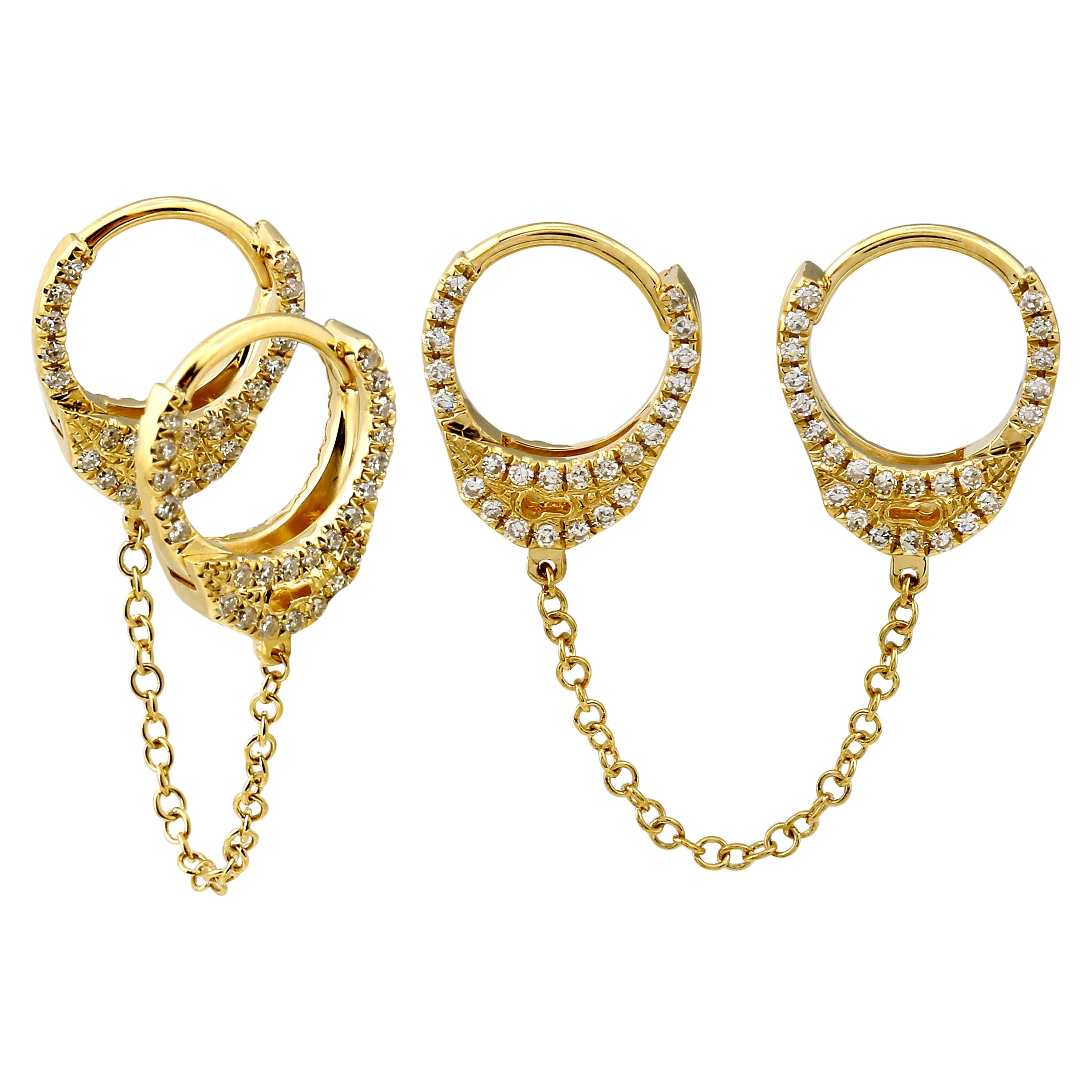 Diamond Double Handcuff Hoop Earring