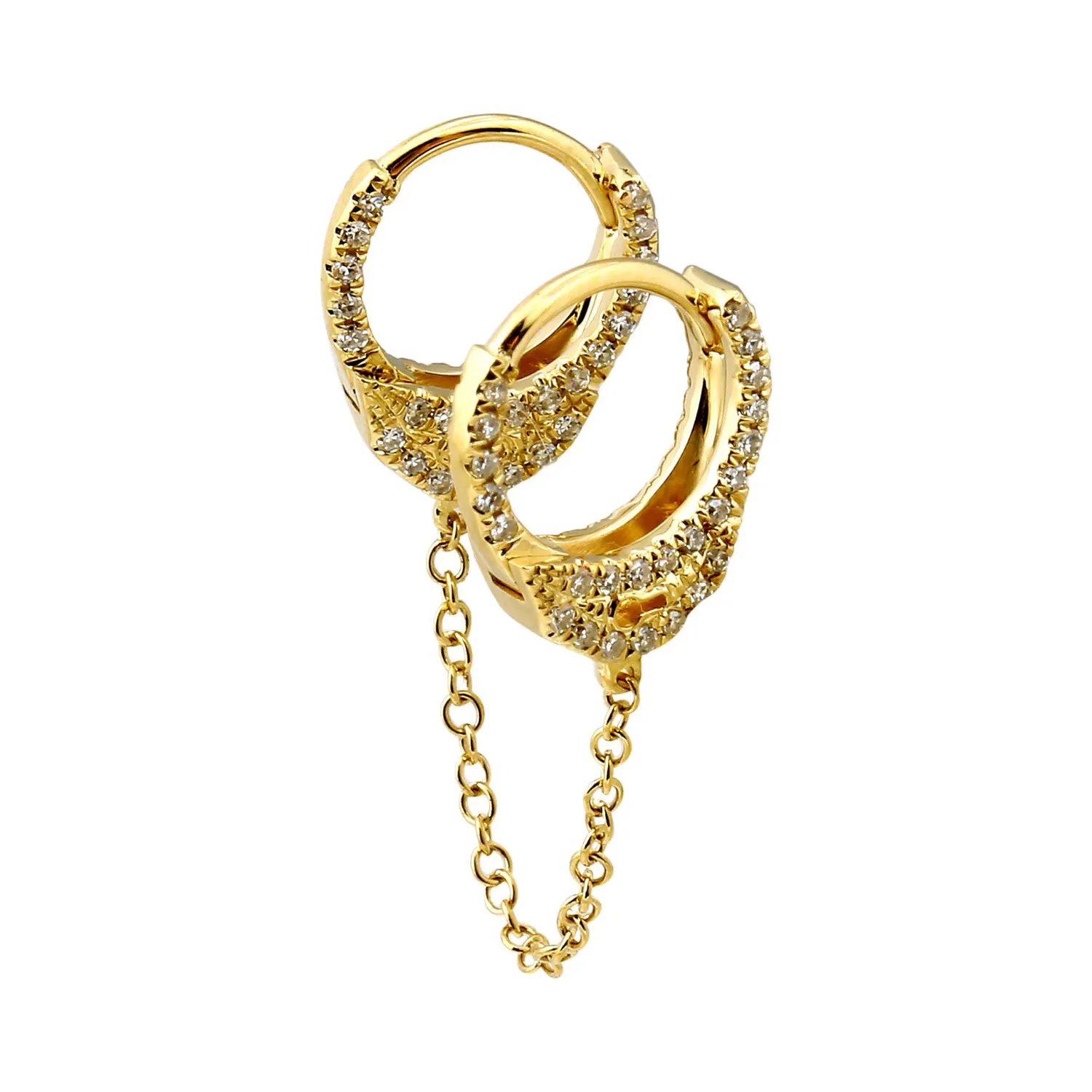 Diamond Double Handcuff Hoop Earring