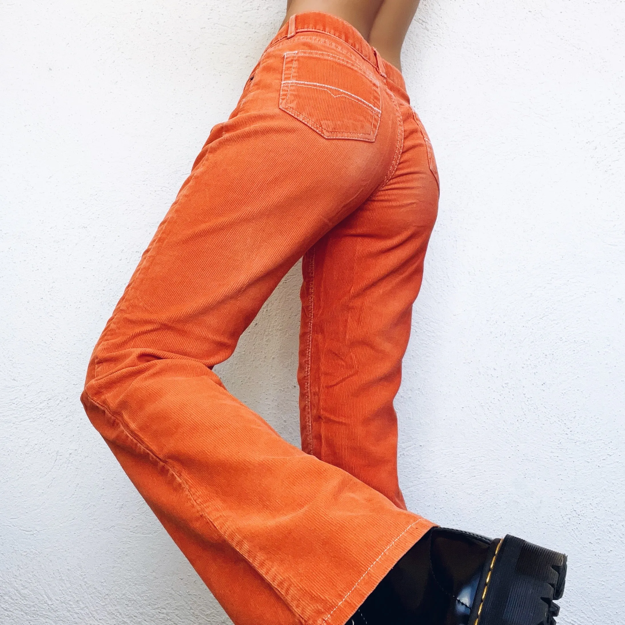 Early 2000s Tangerine Corduroy Flare Pants
