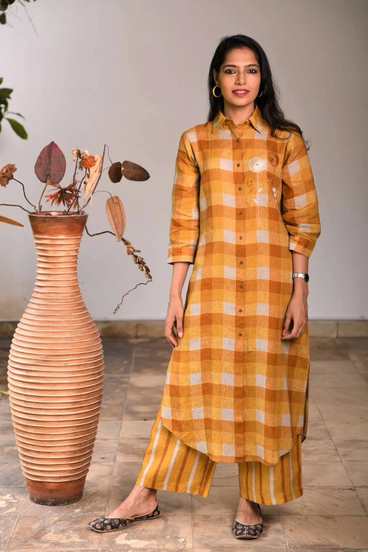 Embroidered Checks Tunic