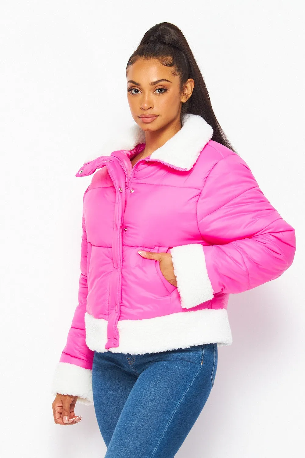 Everly Sherpa Lined Nylon Puffer Jacket