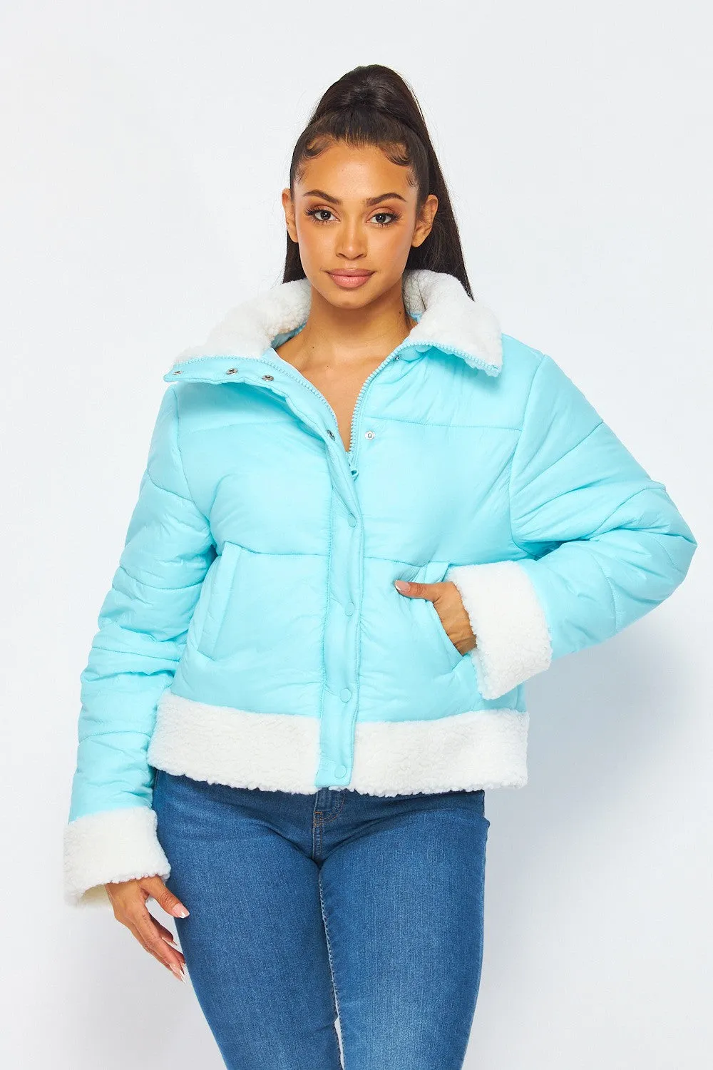 Everly Sherpa Lined Nylon Puffer Jacket
