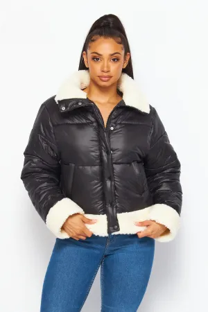 Everly Sherpa Lined Nylon Puffer Jacket