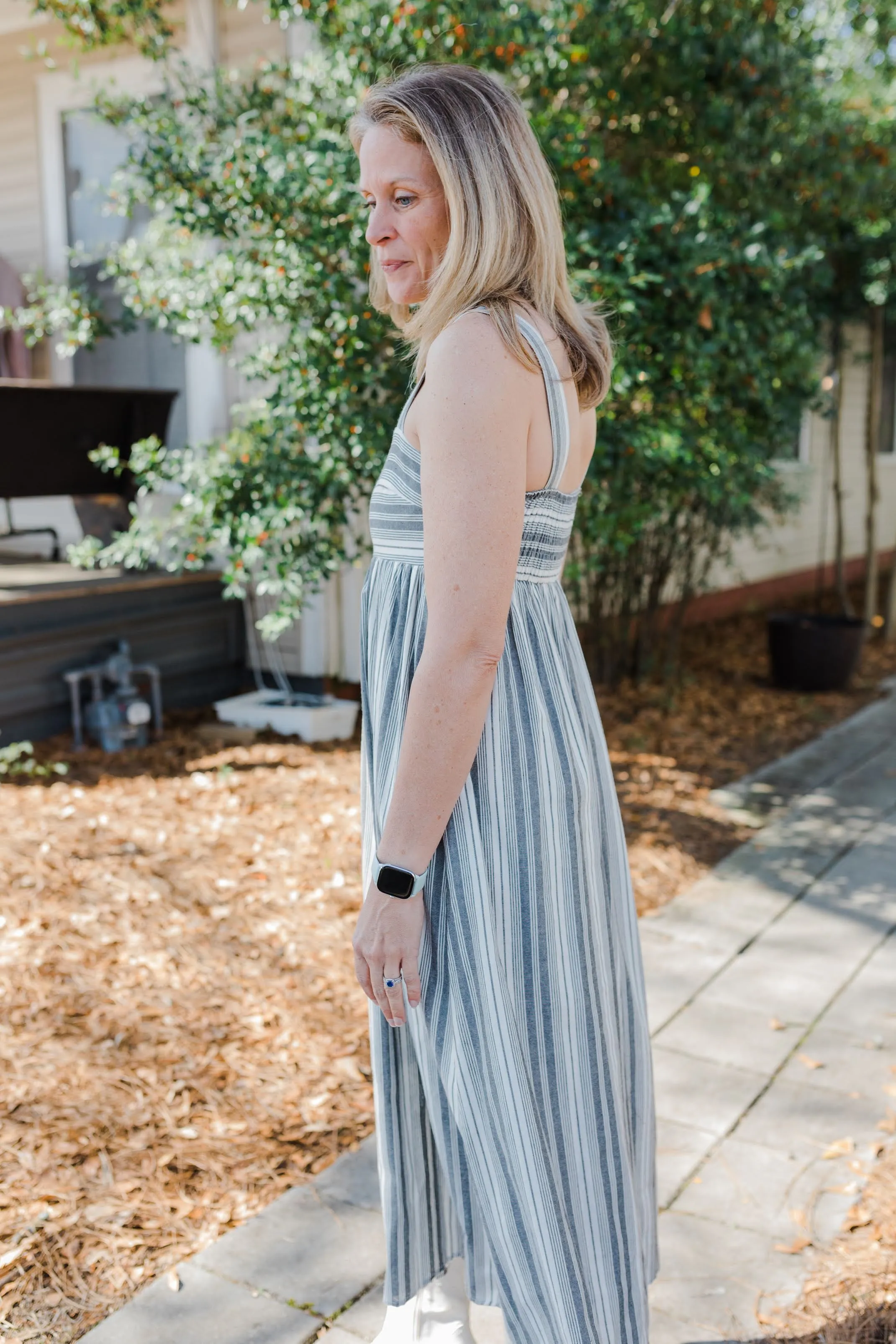 FINAL SALE Curvy Babydoll Striped Maxi Dress