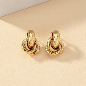 Gold Color Plated Knot Shiny Plating Trendy Cute Vintage Earring