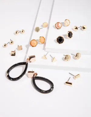 Gold Neutral Teardrop Earring 12 Pack