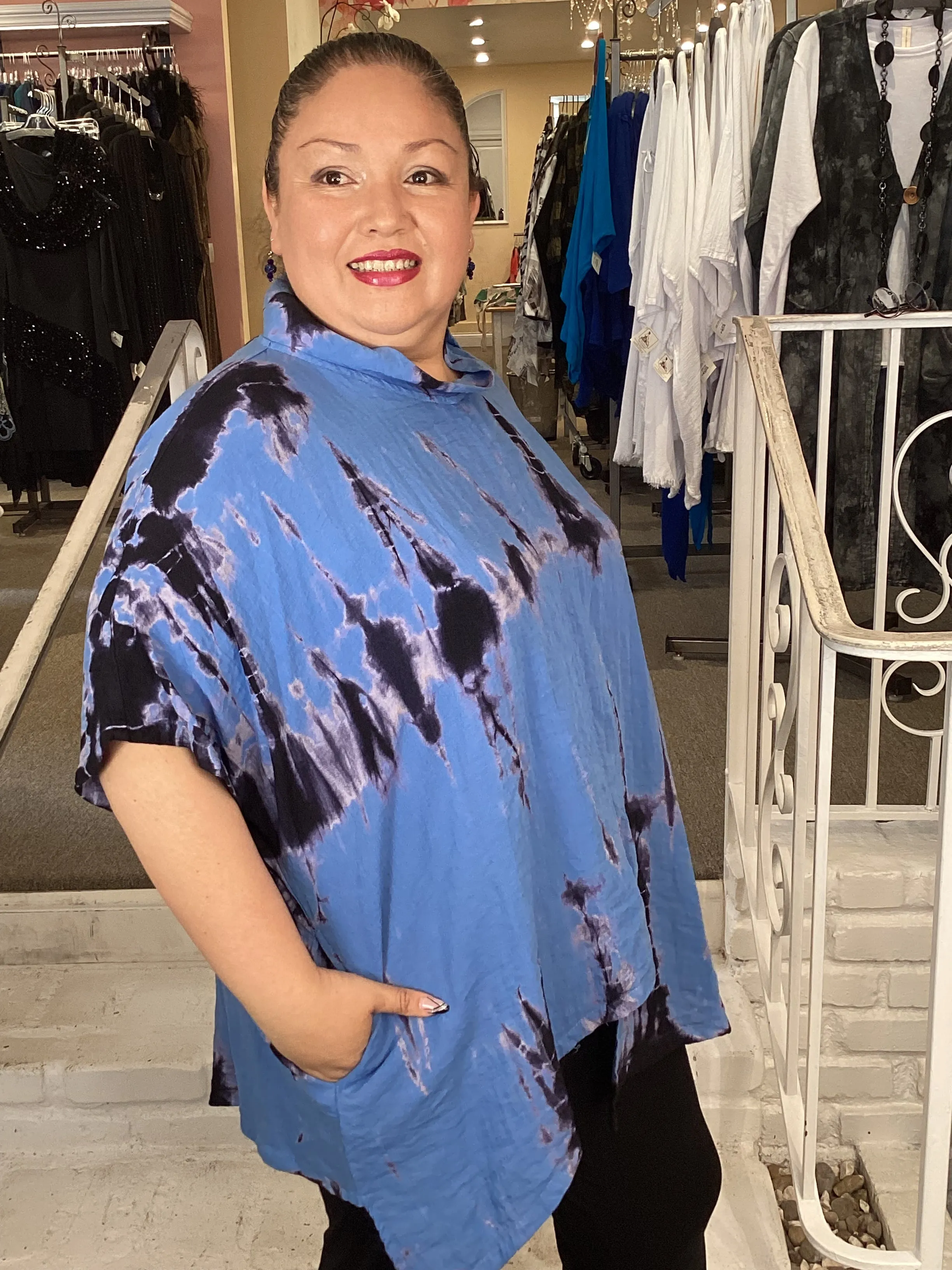 HAND DYE ASYM TUNIC - PROVENCE