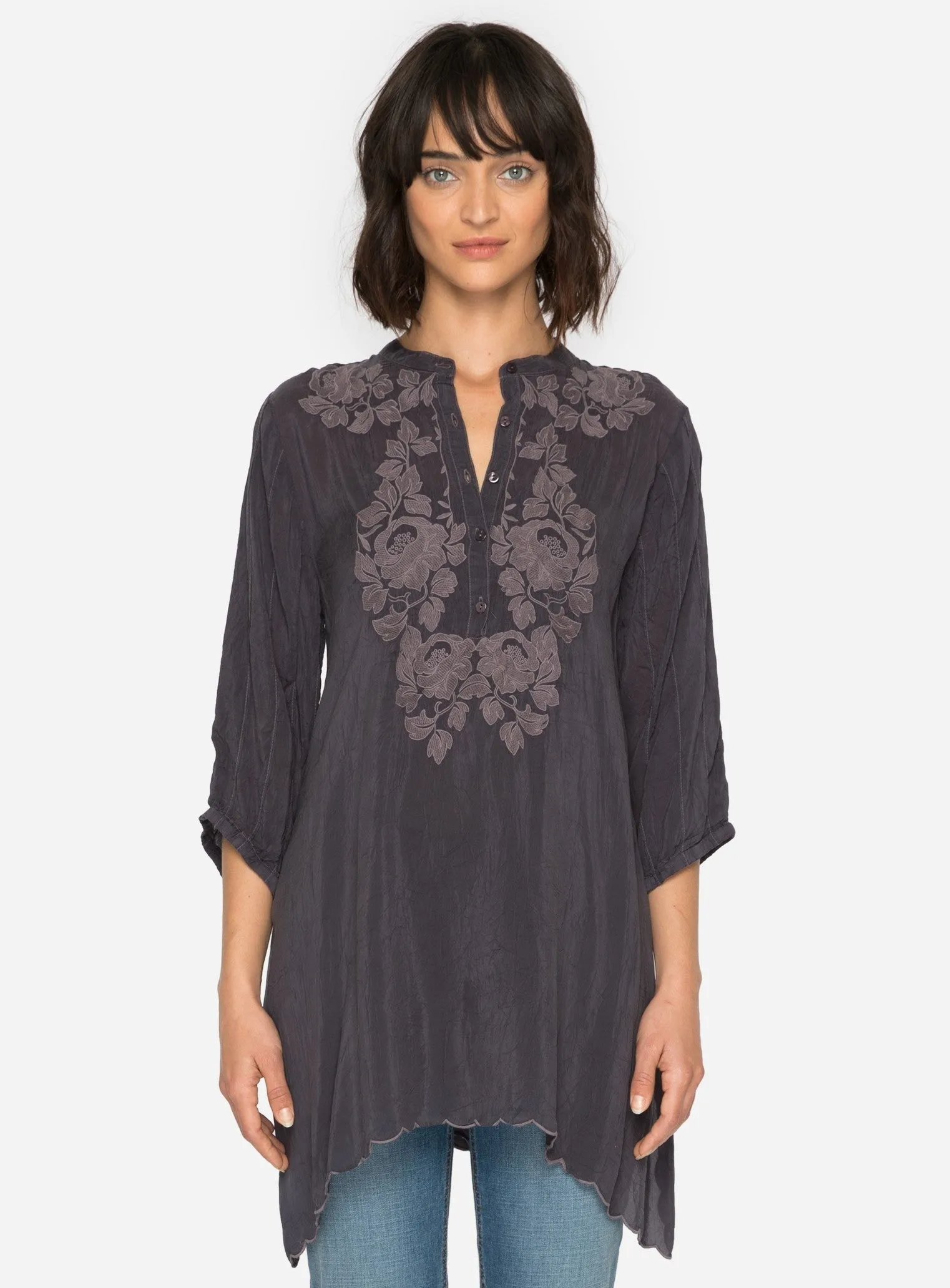 Johnny Was Minna Tunic in Grey Onyx
