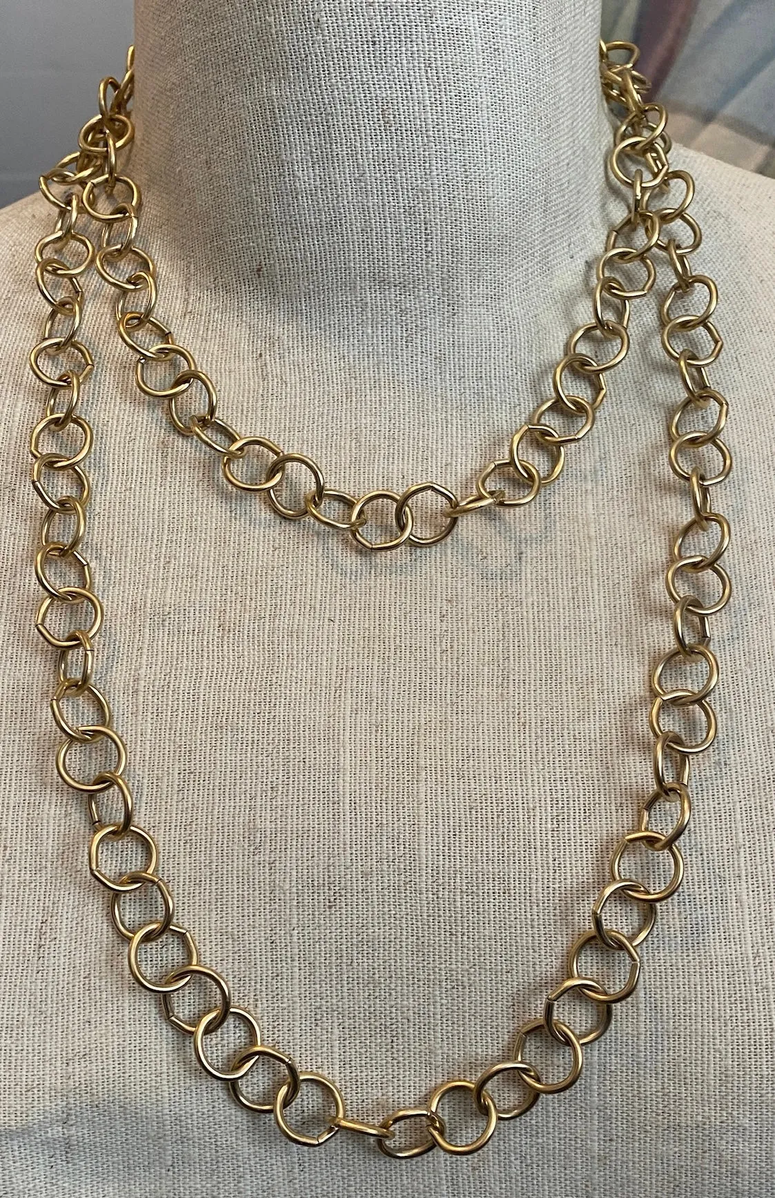 Large Link Gold Tone Metal Chain Link Layering Necklace