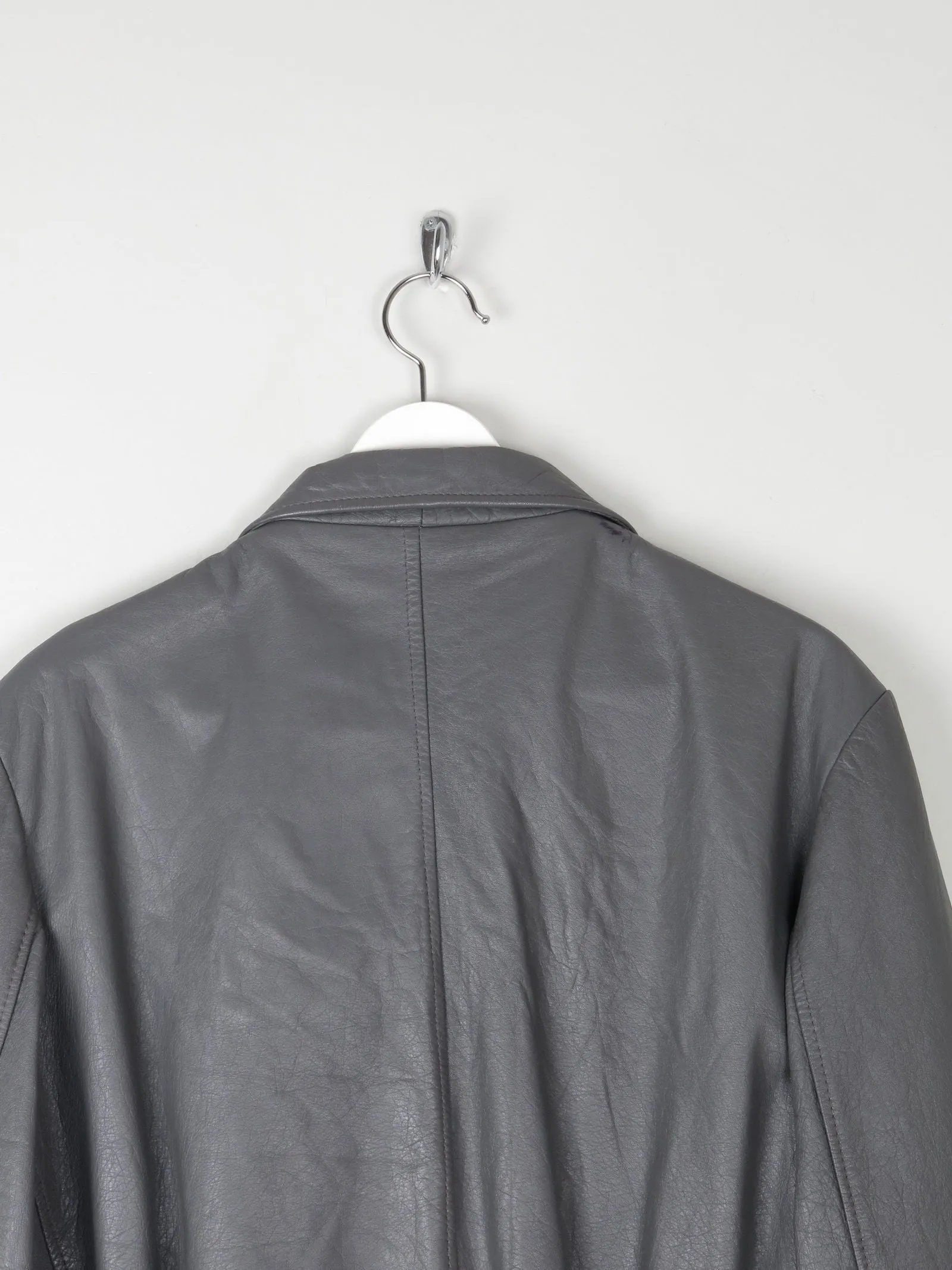 Men’s Grey Vintage Leather Bomber Jacket 1970s S/M