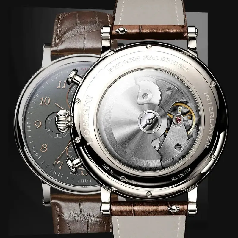 Men's Watches Switzerland LOBINNI Luxury Brand Perpetual Calendar Multi-Function Seagull Automatic Mechanical Sapphire L13019-6