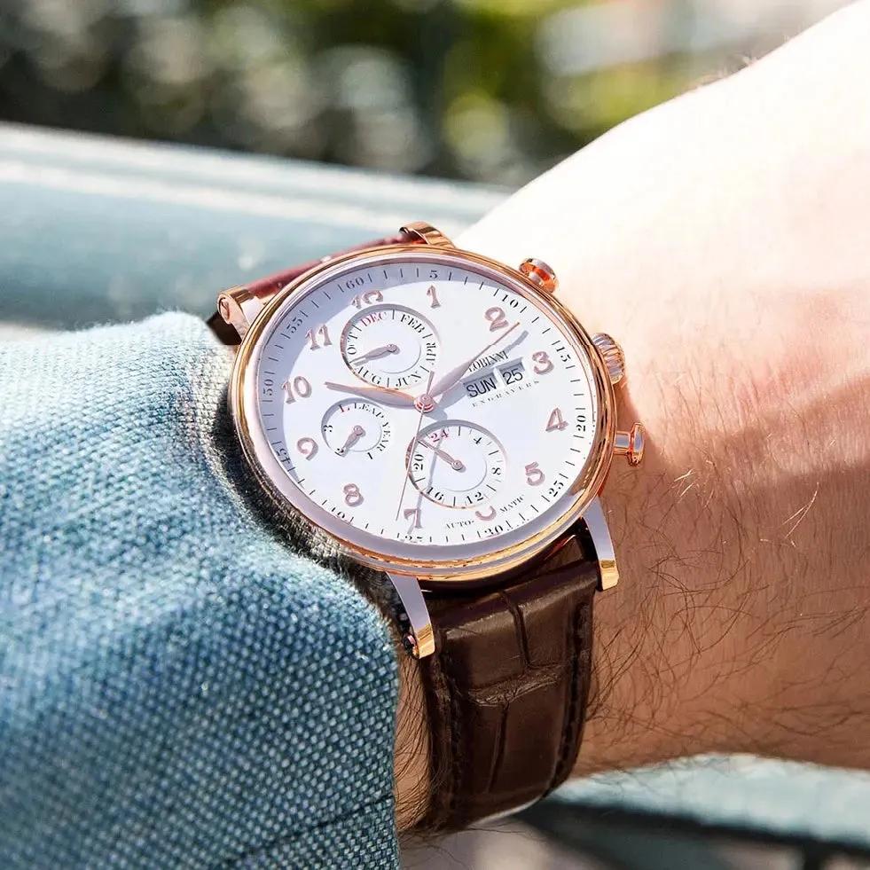Men's Watches Switzerland LOBINNI Luxury Brand Perpetual Calendar Multi-Function Seagull Automatic Mechanical Sapphire L13019-6