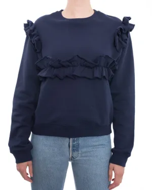 MSGM Navy Ruffle Pullover Sweatshirt - S