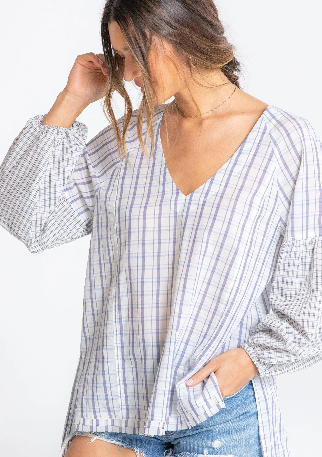 Multi Pattern Oversized V Neck Tunic