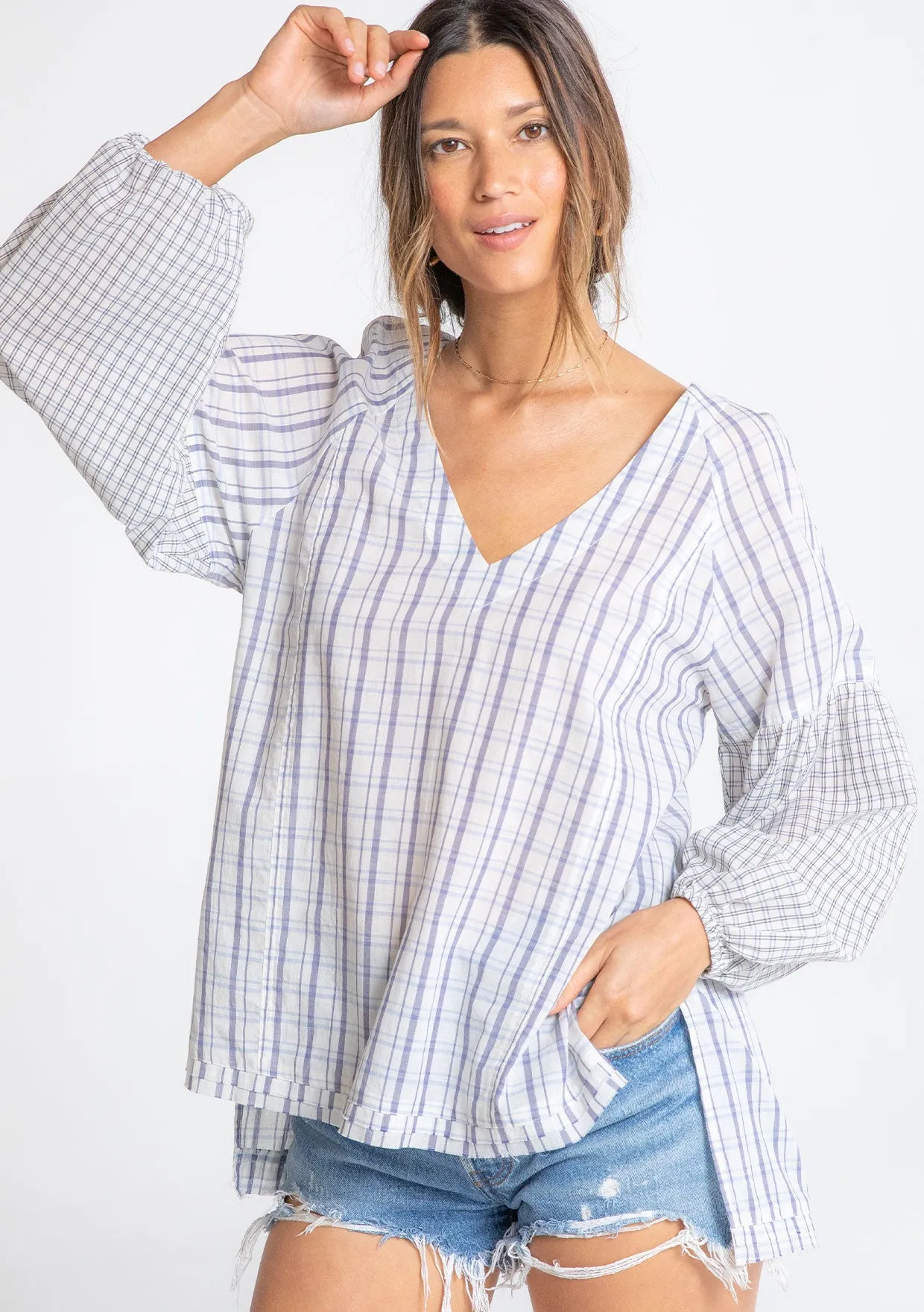 Multi Pattern Oversized V Neck Tunic