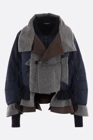 nylon padded bomber jacket with inserts