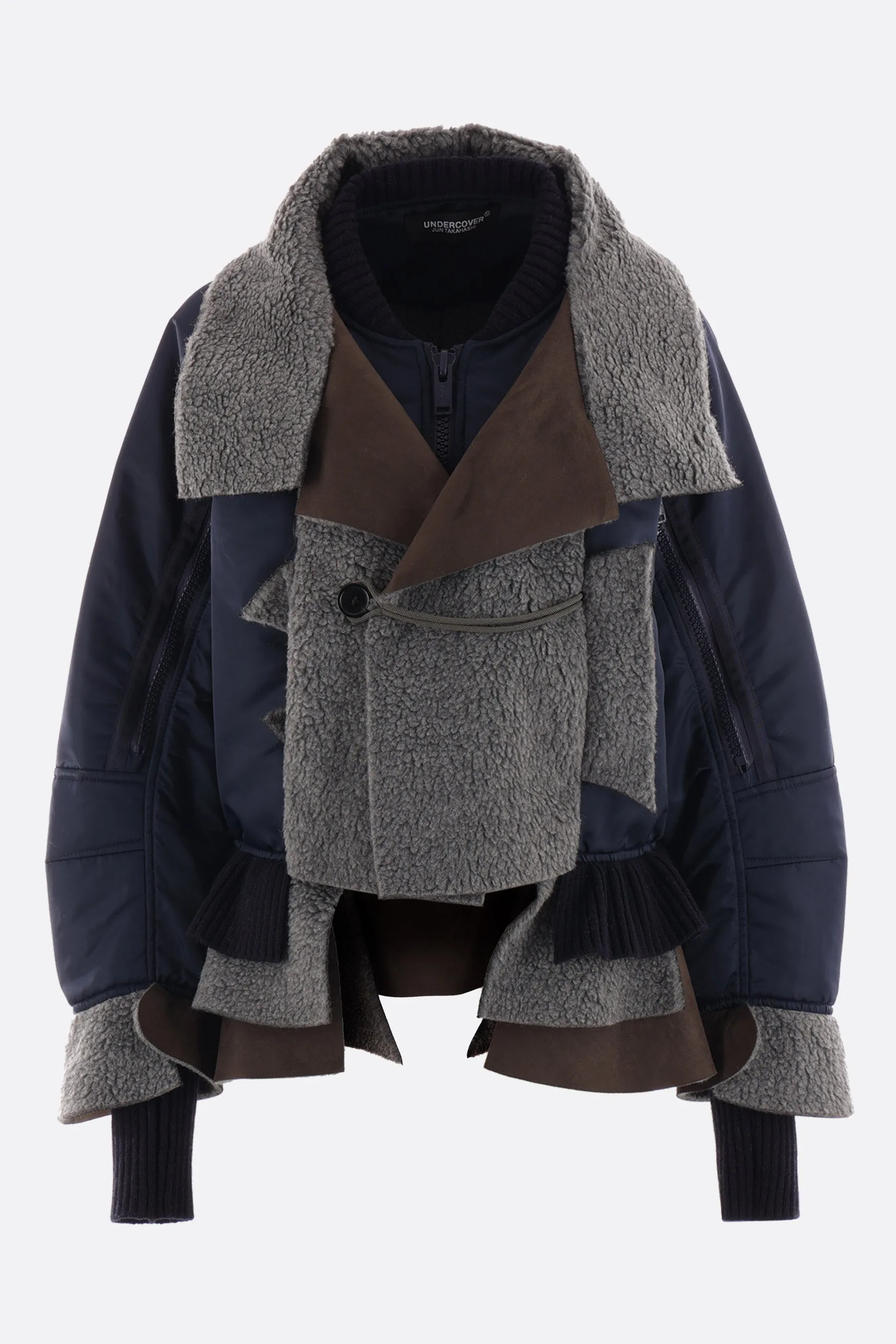 nylon padded bomber jacket with inserts