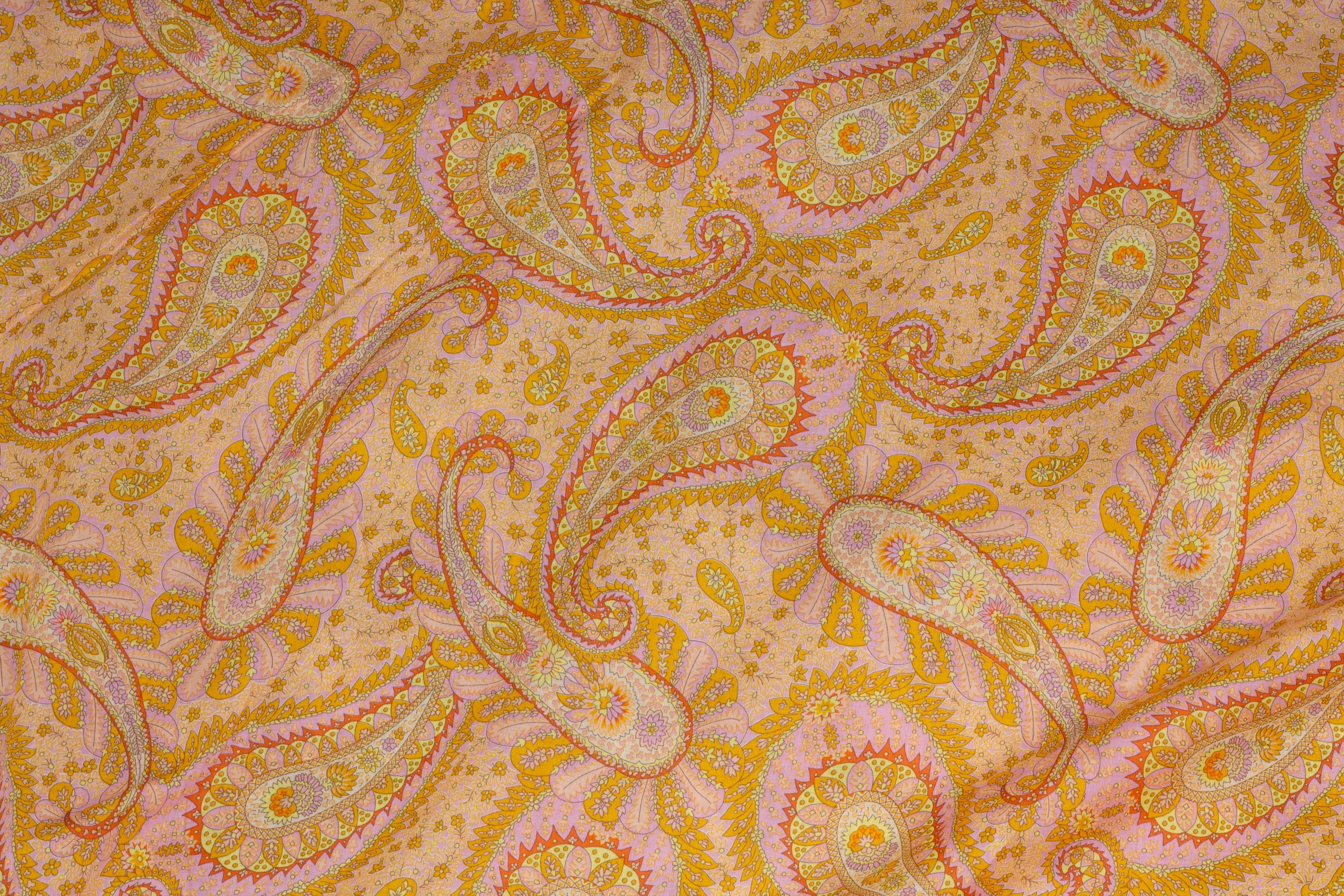Peach Paisley Lightweight Italian Cotton