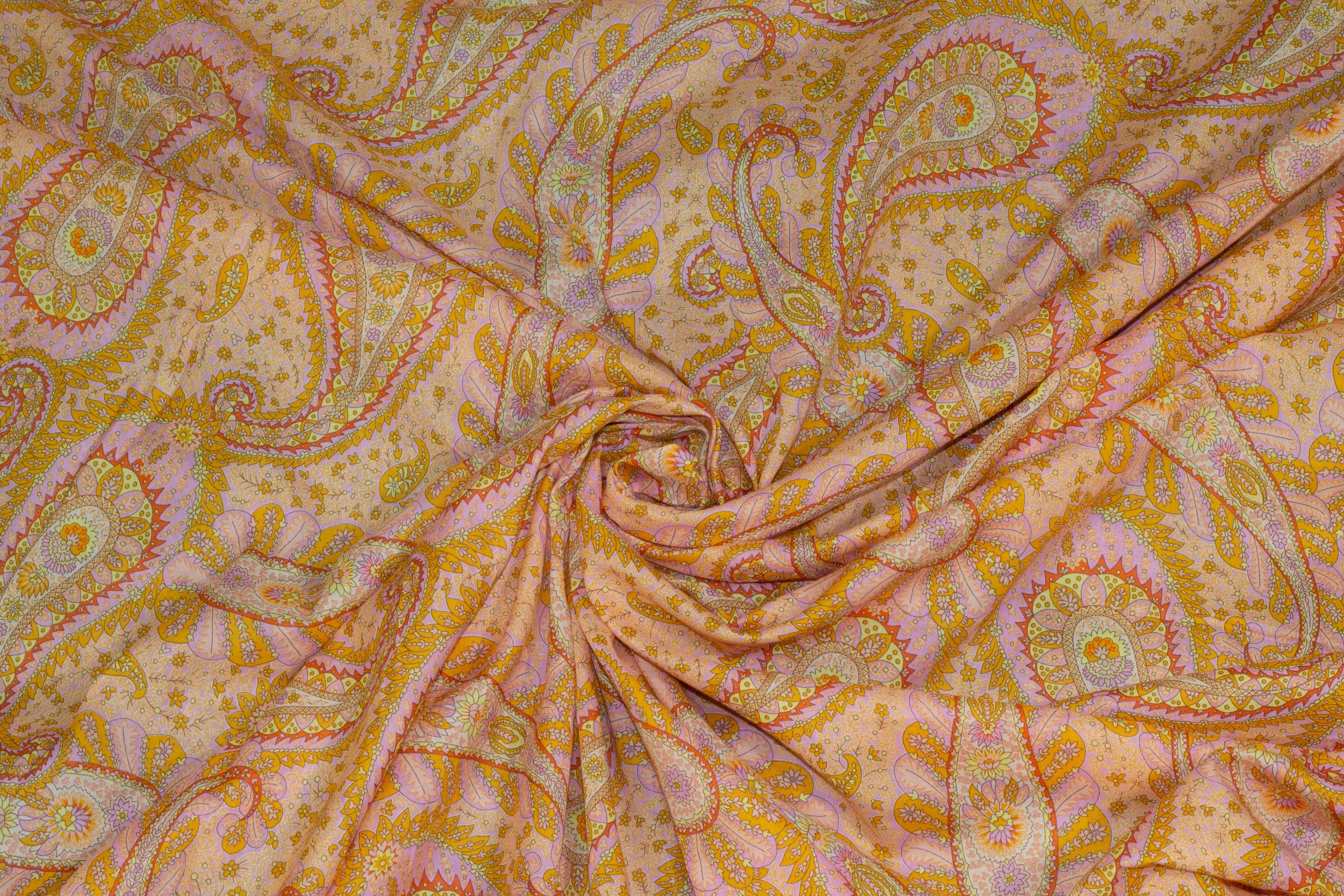 Peach Paisley Lightweight Italian Cotton