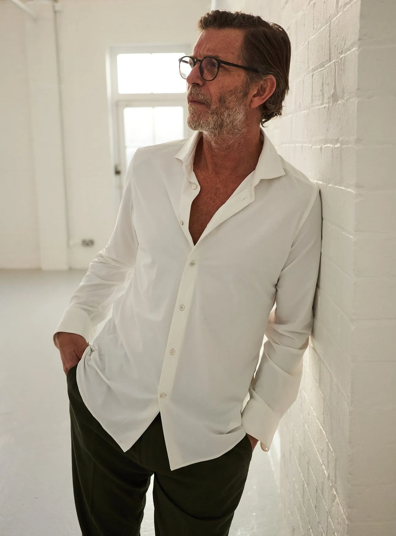 Recycled Italian White Cut Away Comfort Shirt