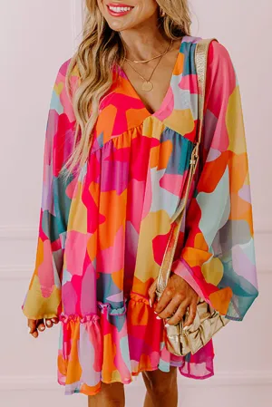 Red Abstract Babydoll Dress