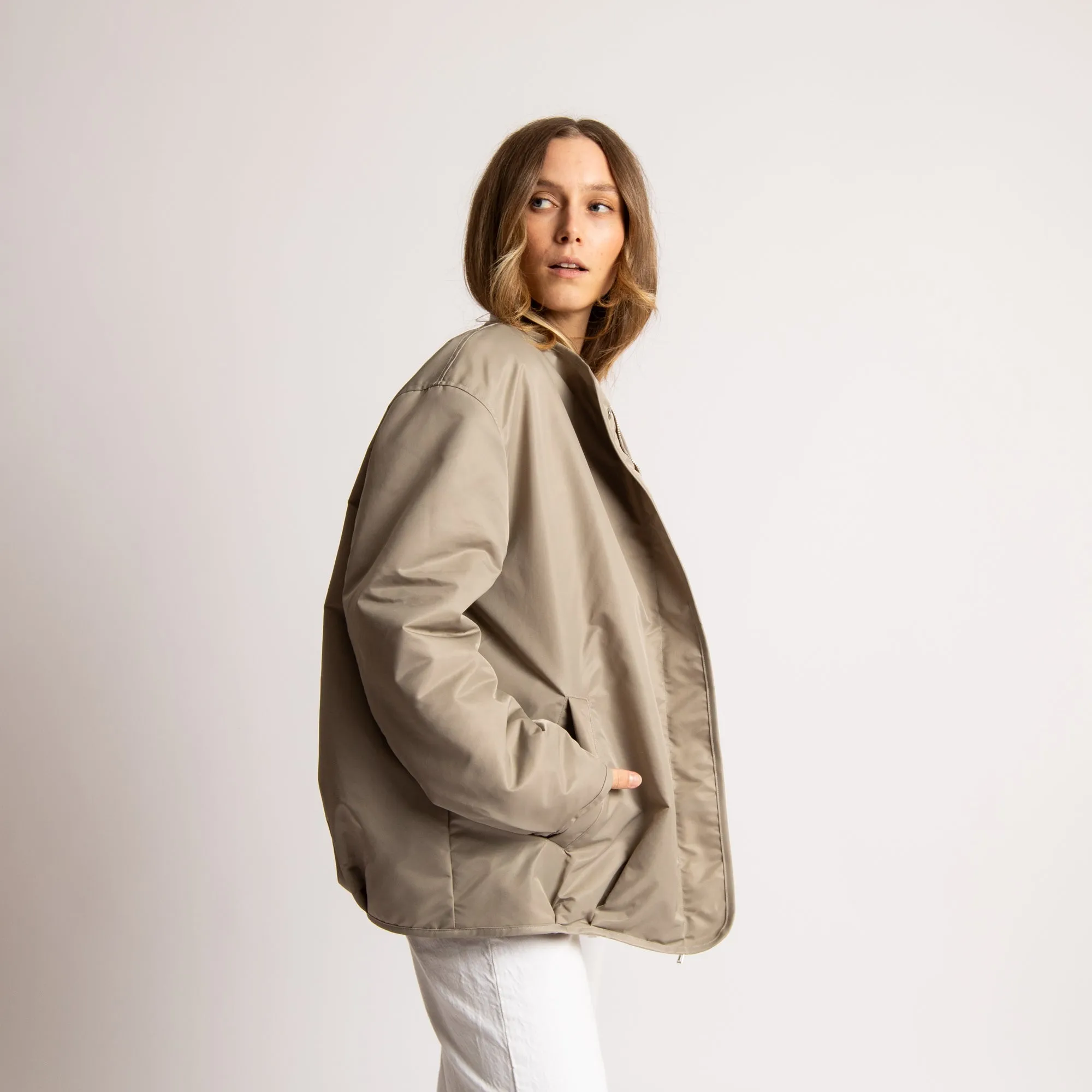 Reversible Bomber Jacket - stone/leo stone-sand