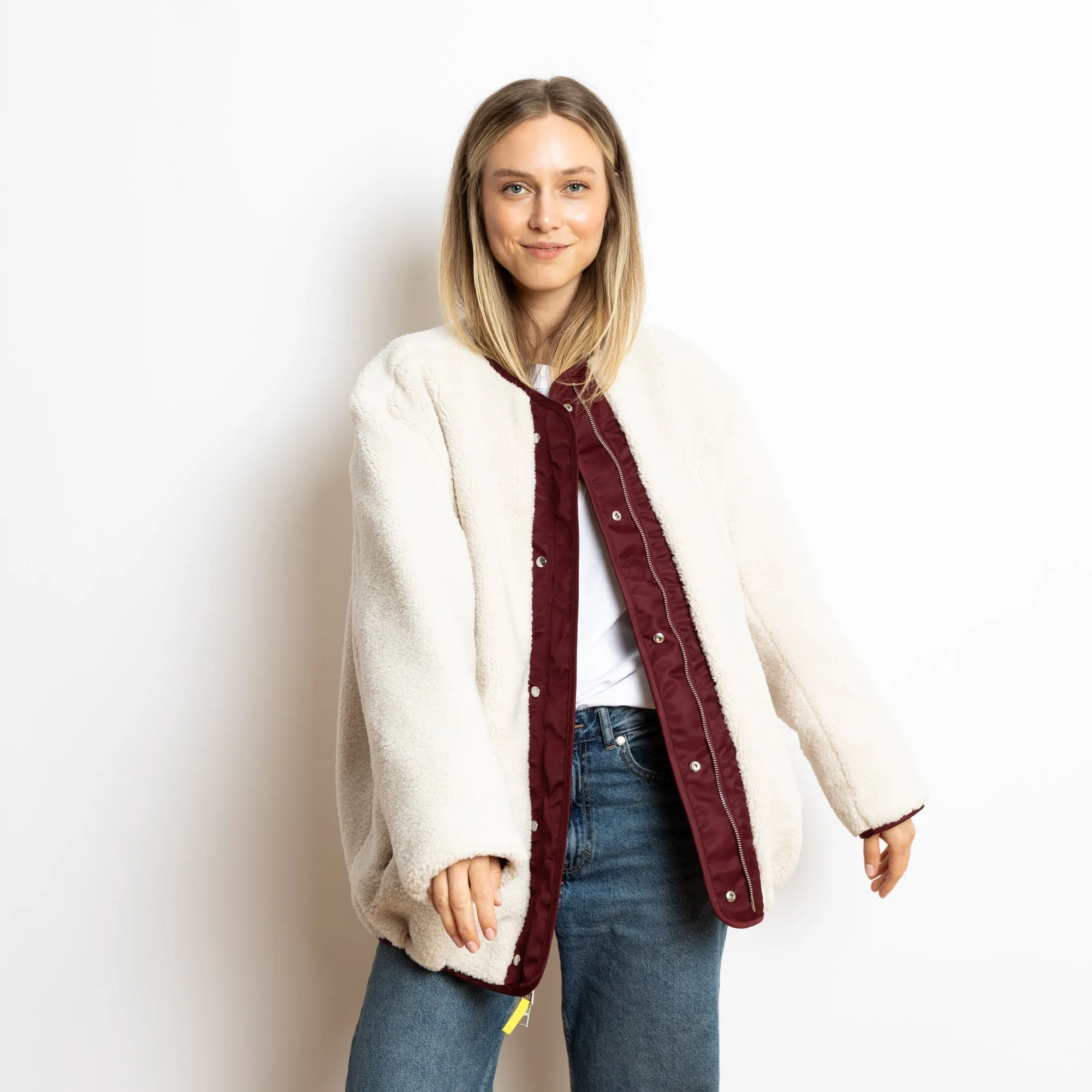Reversible Bomber Jacket - wine red/sand